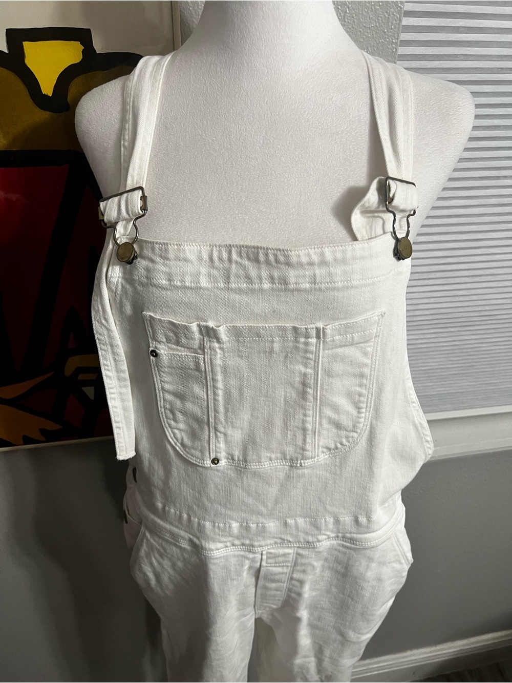 FRAME Denim Le Garcon Overalls in Blanc White Dungarees Medium - Picture 5 of 15